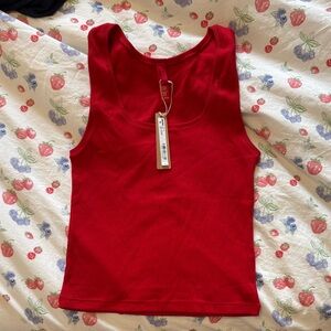 SKIMS Red Soft Lounge Ribbed Tank Top
